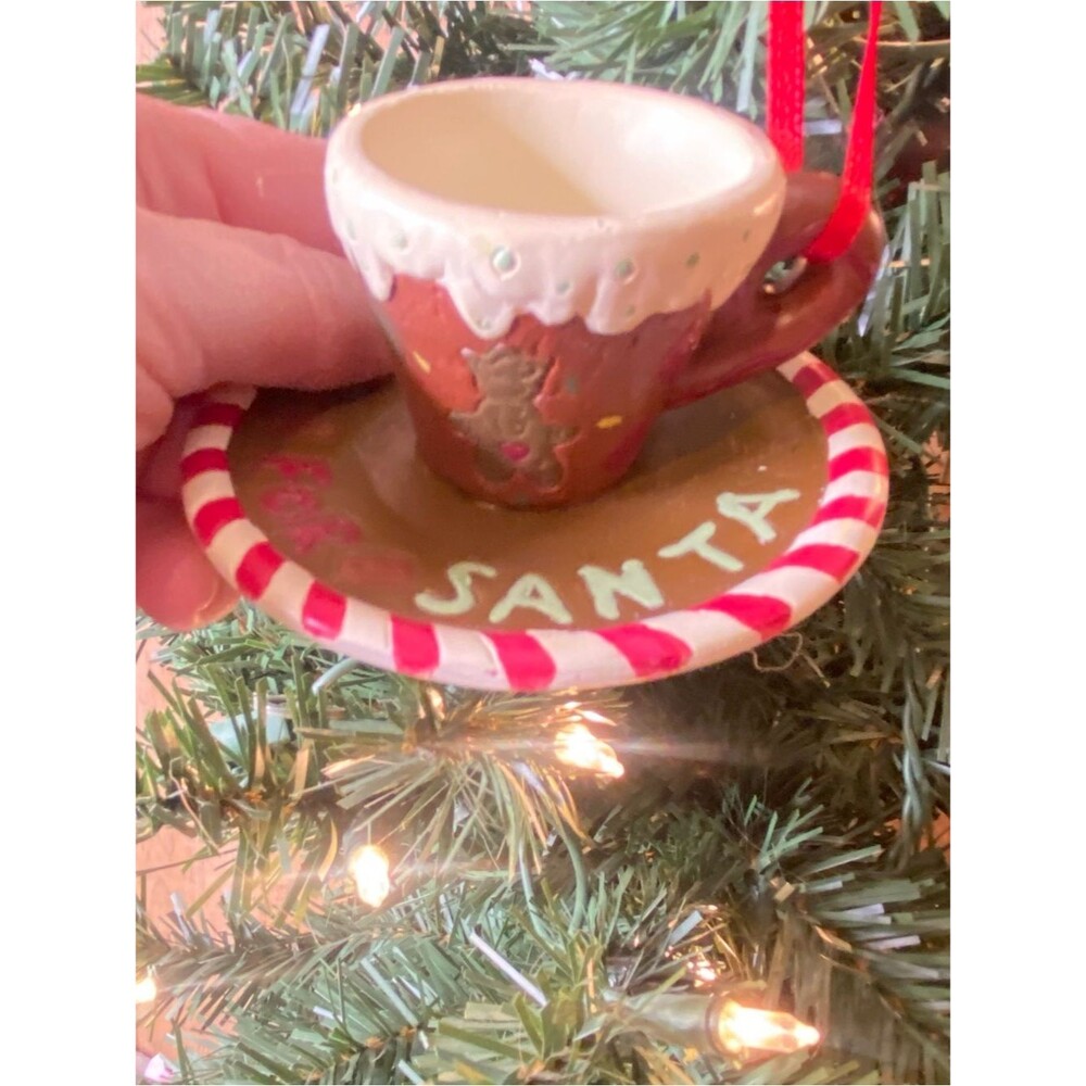 Holiday Gingerbread Teacup Ornament Rustic Holiday Decor Festive Christmas